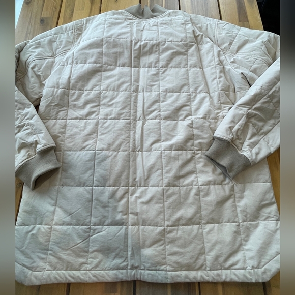 Eddie Bauer Mens Cream and‎ Tan Quilted Snap Jacket Shacket Size XLT - Picture 2 of 4